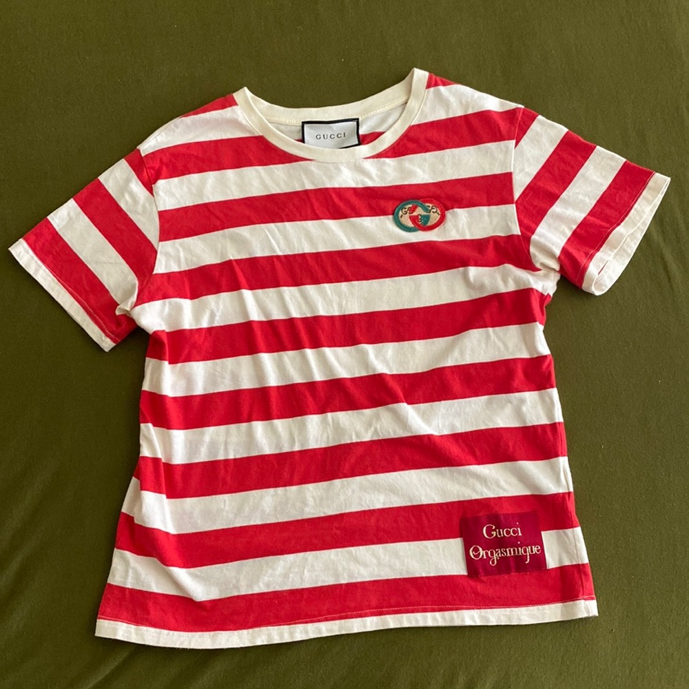 Gucci Orgasmique Women’s Stripe Tee size Medium